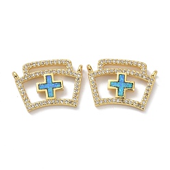 Real 18K Gold Plated Eco-friendly Brass Micro Pave Clear Cubic Zirconia Pendants, with Synthetic Opal, Long-Lasting Plated, Medicine Chest, Real 18K Gold Plated, 15x21x3mm, Hole: 1.2mm