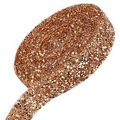 Золотистый Блестящая смола исправления горный хрусталь (клей-расплав на спине), горный хрусталь, аксессуары для костюма, золотые, 20x2.5 мм, 3 двор / рулон