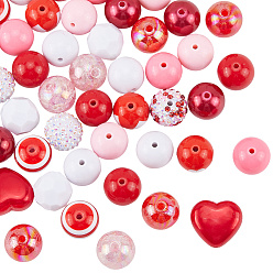 (52) Непрозрачная лаванда 50 Наборы акриловых бусин разных стилей, круглый и сердце, разноцветные, 19~20 мм, отверстие : 2 мм