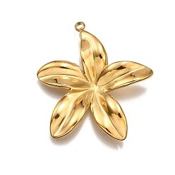 Настоящее золото 18K 304 подвески из нержавеющей стали, цветочный шарм, реальный 18 k позолоченный, 31.5x29.5x4 мм, отверстие : 2 мм