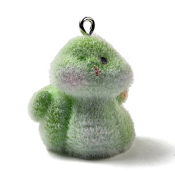 Змея Кулоны из флокированной смолы, с железной платиной петлей, змея, 27x22x21 мм, отверстие : 1.8 мм