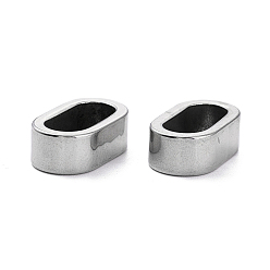 Stainless Steel Color Non-Tarnish 201 Stainless Steel Slide Charms/Slider Beads, For Leather Cord Bracelets Making, Oval, Stainless Steel Color, 15x9.5x5mm, Hole: 12x6.5mm