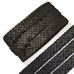 Черный Полиэстер с кружевной лентой с пайетками, аксессуары, чёрные, 35x1 мм