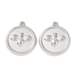 Bees 304 подвески из нержавеющей стали, плоско-круглые, цвет нержавеющей стали, Пчелы, 17.5x15.5x2.5 мм, отверстие : 1.2 мм