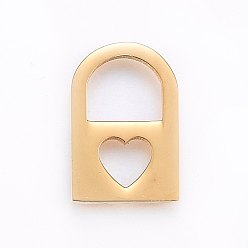Golden 304 Edelstahl Anhänger, Vorhängeschloss mit Herz, golden, 18x12x1.2 mm, Bohrung: 7x8 mm