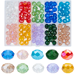 (52) Непрозрачная лаванда Гальванические стеклянные бусины, гальваническое покрытие, граненые, рондель, разноцветные, 10x8 мм, отверстие : 1 мм, 10 цветов, 15 шт / цвет, 150 шт / комплект