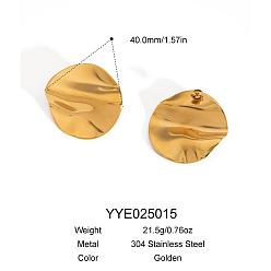 Золотой Винтаж 304 плоские круглые серьги-гвоздики из нержавеющей стали для женщин, золотые, золотые, 40 мм