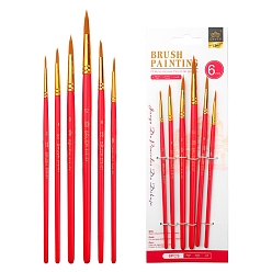Малиновый Набор кистей, Насадка щетки с нейлоновой щетиной и деревянной ручкой, для акварельной живописи художник профессиональная живопись, малиновый, 27x9.7 см, 6 шт / комплект