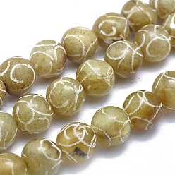 Сюянь Нефрит Природного нефрита Xiuyan бисер нитей, круглые, 9~10 мм, отверстие : 1~1.2 мм, около 41~46 шт / нитка, 15.5 дюйм (39.5 см)