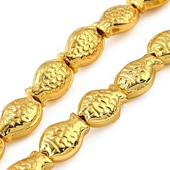 с Золотистым Покрытием Стеклянные бусины с гальваническим покрытием , рыба, полное покрытие, с золотым покрытием, 15x10x3 мм, отверстие : 1 мм, около 28~29 шт / нитка, 15.16~15.75 дюйм (38.5~40 см)