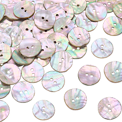 Разноцветный 50пуговицы из натуральной ракушки, 2-луночное, плоско-круглые, красочный, 20x2.5 мм, отверстие : 2 мм, 50 шт / комплект