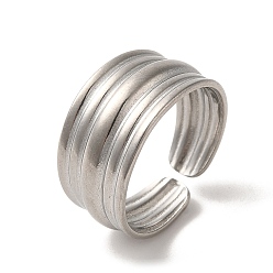 Stainless Steel Color Non-Tarnish 304 Stainless Steel Open Cuff Ring, Stainless Steel Color, US Size 6 3/4(17.1mm)