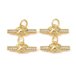 Настоящее золото 18K Латунные микро проложить кубического циркония подвески, палочные амулеты, стойки покрытие, долговечный, без кадмия и без свинца, реальный 18 k позолоченный, 6x15.5x4 мм, отверстие: соединительное кольцо: 5x1мм, внутренний диаметр: 3 мм