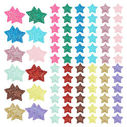 Mixed Color 240Pcs Cloth & Sponge & Felt Ornament Accessories, for DIY Hair Accessories, Star, with Glitter Powder, Mixed Color, 24.5x25.5x2mm