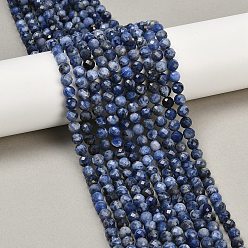 Содалитовое Природный содалит бисер нитей, круглые, граненые, 6~6.5 мм, отверстие : 0.8 мм, около 59~68 шт / нитка, 15.20''~15.51'' (38.6~39.4 см)