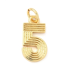 Настоящее золото 18K Латунные подвески, число 5 прелести, долговечный, без свинца и без кадмия, стойки покрытие, с целью перехода в кольце, реальный 18 k позолоченный, 15x8x2 мм, отверстие : 3.5 мм