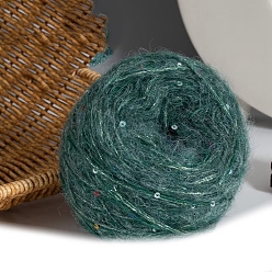 Кадет Синий Пряжа мохер, длинная шерстяная пряжа с пайетками, для одежды шарфы свитера шали шапки, кадетский синий, 50г/моток