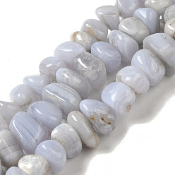 Blue Lace Agate Natural Blue Lace Agate Beads Strands, Nuggets, Tumbled Stone, 6.5~12.5x3~8.5x6~12mm, Hole: 0.8mm, about 75~78pcs/strand, 15.63'~16.06''(39.7~40.8cm)