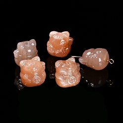 Cat Shape Бусины из натурального персикового лунного камня, форма кошки, 14 мм