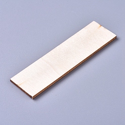 Floral White Unfinished Blank Poplar Wood Cabochons, Rectangle, for Jewelry Making, Floral White, 69.5x19.5x2mm