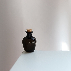 Черный Мини стеклянные украшения, пустые бутылки желаний, с пробками, аксессуары для кукольного домика с микро-ландшафтом, притворяясь опорными украшениями, чёрные, 20x27 мм