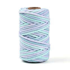 Светло-Голубой Сегментированный окрашенный поликоттоновый макраме-шнур, декоративные нитки, для поделок ремесел, упаковка подарков и изготовление ювелирных изделий, Небесно-голубой, 3~4x2~3 мм, около 21.87 ярдов (20 м) / рулон