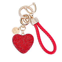 Красный 2 шт. 2 стили брелок и подвеска из искусственной кожи и сплава со стразами, с отверткой, золотые, сердце, красные, 80 мм