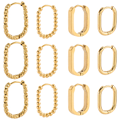 Золотой Наборы серег-колец Huggie Hoop из нержавеющей стали для женщин, золотые, 17~22x12.5~13.5x2~3 мм