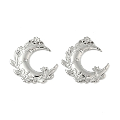 Нержавеющая Сталь Цвет 304 подвески из нержавеющей стали со стразами, луна, цвет нержавеющей стали, подходит для 1 мм и 1.8 мм стразами, 26.5x25.5x2 мм, отверстие : 1 мм