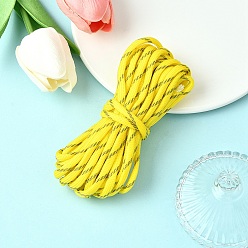 Желтый 5m 7 внутренние сердечники полиэстер и спандекс корд канаты, с узорами, для изготовления веревочных браслетов, желтые, 4 мм, около 5.47 ярдов (5 м) / комплект