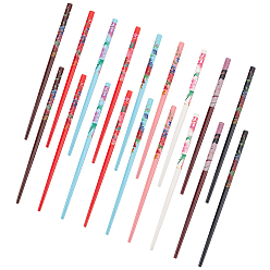 Colorful Bamboo Hair Sticks Set, Painted, Colorful, 180x7.5mm, 9pcs/set