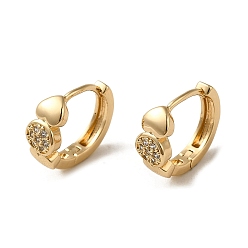 Flat Round KC Gold Plated Brass Micro Pave Cubic Zirconia Hoop Earring, Flat Round, Flat Round, 15x6.5mm