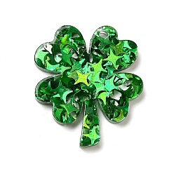 Морско-зеленый Непрозрачные акриловые подвески, клевер, цвета морской волны, 23x22x2.5 мм, отверстие : 1.5 мм