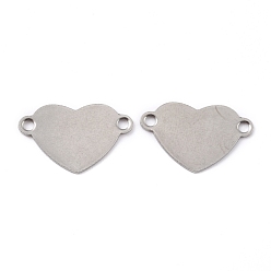Stainless Steel Color Tarnish Resistant 201 Stainless Steel Links Connectors, Heart, Stainless Steel Color, 14x22.5x0.8mm, Hole: 1.7mm
