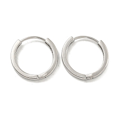 Real Platinum Plated Brass Hoop Earrings, Round, Real Platinum Plated, 16x2mm