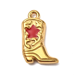 Золотой 304 нержавеющей стальной эмали подвески, ковбойские сапоги с подвеской в виде звезды, золотые, 20x13x3 мм, отверстие : 1.6 мм