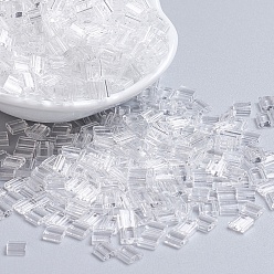 (TL131) Crystal MIYUKI TILA Beads, Japanese Seed Beads, 2-Hole, (TL131) Crystal, 5x5x1.9mm, Hole: 0.8mm, about 590pcs/50g