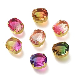 (52) Непрозрачная лаванда Шить на горный хрусталь, стекло горный хрусталь, с золотыми тонами латунных зубьев, аксессуары для одежды, овальные, граненые, разноцветные, 12x10x8 мм, отверстие : 0.8 мм
