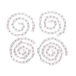 Серебро Цепи из несваренного железа, тянутые удлиненные кабельные цепи, серебряные, 14x6x1.4 мм, около 40 см / 45 см / 50 см / 55 см, 4 нитей / SET, 6.23 дюйм (1.9 м) / комплект