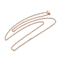 Розовое Золото 1.5мм стойка покрытие латунь сингапур цепи ожерелья для женщин мужчин, без кадмия и без свинца, сплав застежка, долговечный, розовое золото , 23.62 дюйм (60 см)
