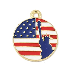 Плоский Круглый Эмалевые подвески из сплава в честь Дня независимости, золотые, плоско-круглые, 23.5x20x1 мм, отверстие : 2 мм