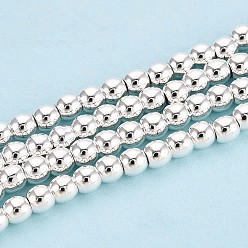 с Покрытием Серебра Гальванизировать немагнитных синтетический гематит нитей бисера, круглые, со серебряным покрытием, 3 мм, отверстие : 1 мм, около 130~140 шт / нитка, 15.7 дюйм