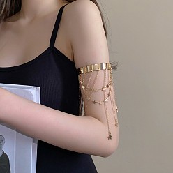 Золотой Сплав манжеты браслеты, браслет-манжета с кисточкой в виде звезды и сердца для женщин, золотые, внутренний диаметр: 3 дюйм (7.5 см)