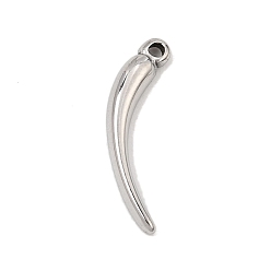 Color de Acero Inoxidable 304 colgantes de acero inoxidable, encantos de chile, color acero inoxidable, 23x6x3 mm, agujero: 1.4 mm