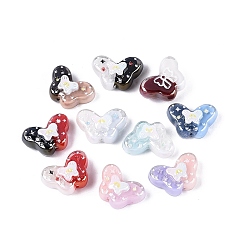 (52) Непрозрачная лаванда Непрозрачные шарики из эмали из смолы, бабочка с бантом, два тона, разноцветные, 15x22x10 мм, отверстие : 1.4~1.5 мм