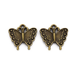 Античная Бронза Сплавочные сеттинги для кулона, тибетский стиль, без кадмия и без свинца, бабочка, античная бронза, 17x18x2 мм, отверстие : 1.5 мм