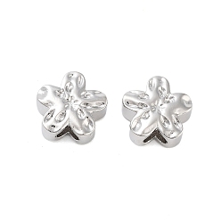 Платина Латунные бусины, без кадмия, без никеля и без свинца, цветок с бороздкой, платина, 12x12x5.5 мм, отверстие : 2.5 мм