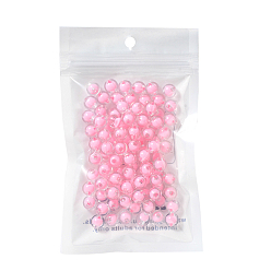 Бледно-Розовый Прозрачные акриловые бусины, бусина в бусине, круглые, розовый жемчуг, 8x7.5 мм, отверстия: 2 мм, около 100 шт / мешок