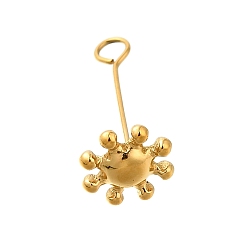 Настоящее золото 14K 304 подвески из нержавеющей стали, ионное покрытие (ip), цветочный шарм, реальный 14 k позолоченный, 15.5x7 мм, отверстие : 1.8 мм