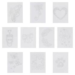 Crystal Iron on Decals, Middle East Rhinestone Transfers Patches, Hotfix Rhinestone Sheet, Mixed Shapes, Crystal, 20pcs/set